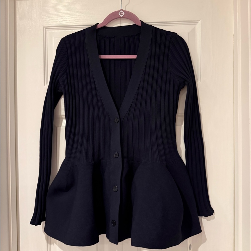 Commense brand Elegant Black Ribbed Women's peplum top - Picture 2 of 5